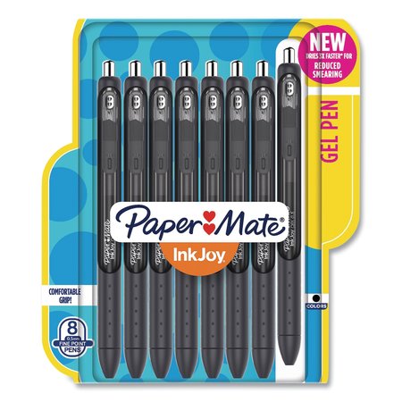 PAPER MATE InkJoy Gel Pen, Retractable, Fine 05 mm, Black Ink, Black Barrel, 8PK 1968613